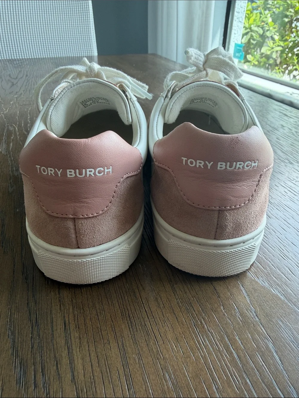 Tory Burch White Sneakers with Blush Pink Accents